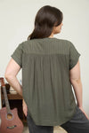 Eyelet Half Button Top
