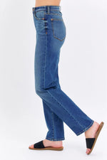High Waist Straight Fit Mid Wash