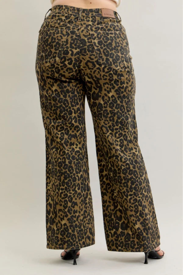 High Waist Retro Wide Leopard Print