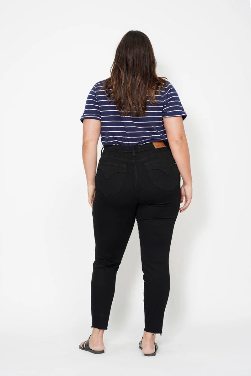 High Waist Tummy Control Shield Pockets Skinny - Black