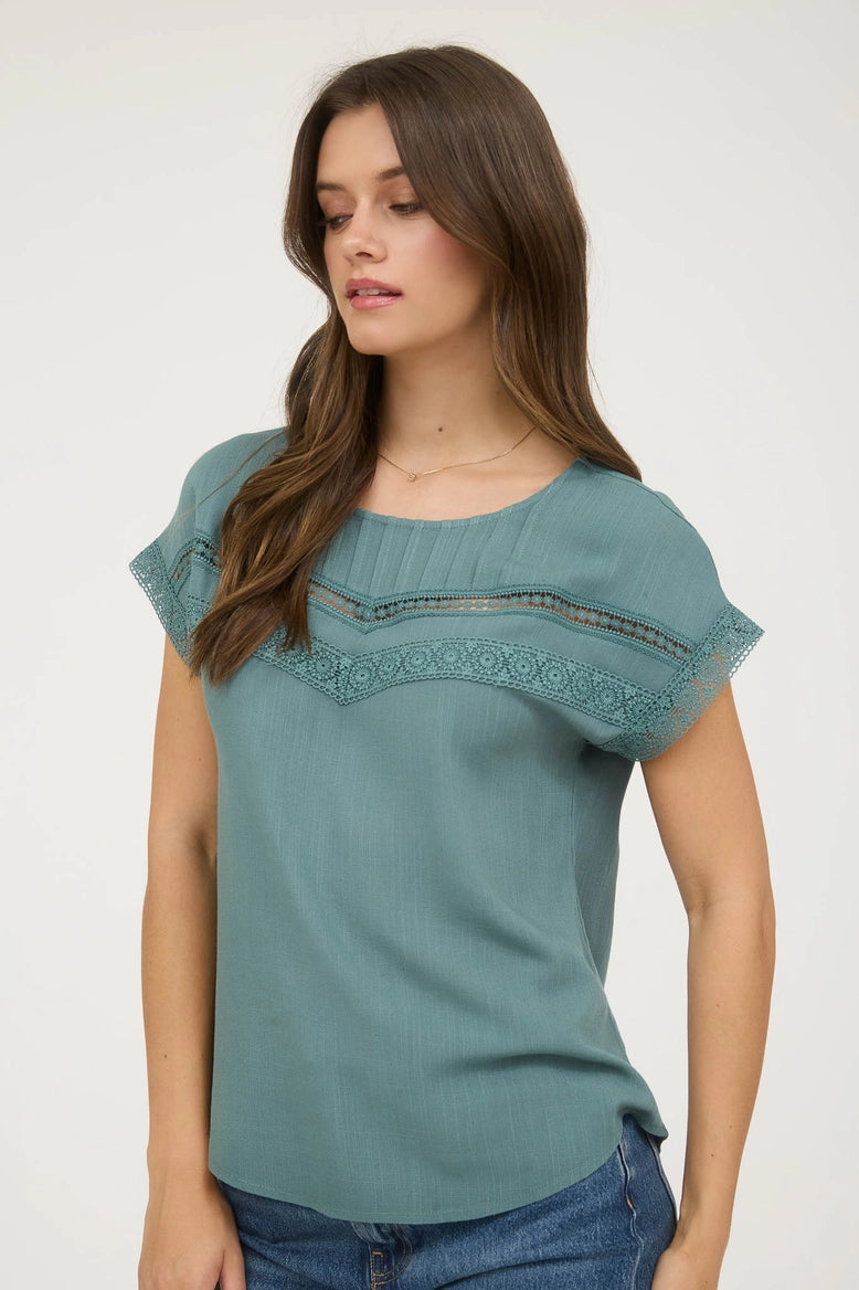 Lace Trim Yoke Top
