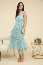 Ruffle Trim Midi Dress - Sage
