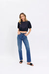 High Waist Straight Fit Mid Wash
