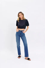 High Waist Straight Fit Mid Wash