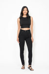 High Waist Tummy Control Shield Pockets Skinny - Black