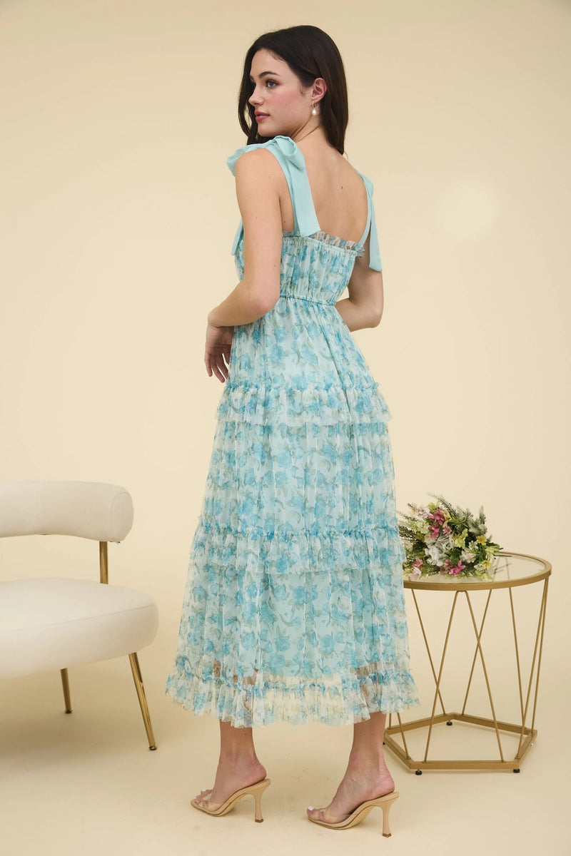Ruffle Trim Midi Dress - Sage