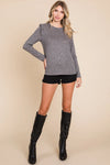 Long Sleeve Rib Knit Top - Taupe