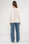 Raw Edge Knit Top - Cream