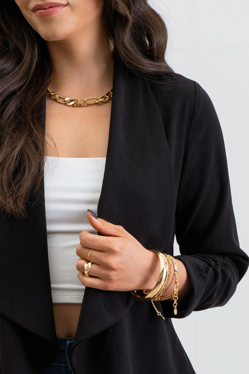 Rouched Sleeve Blazer