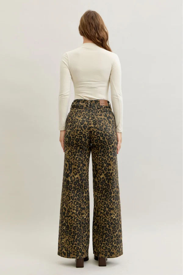 High Waist Retro Wide Leopard Print