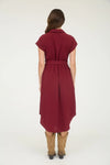Collared Button Down Belted Midi Dress