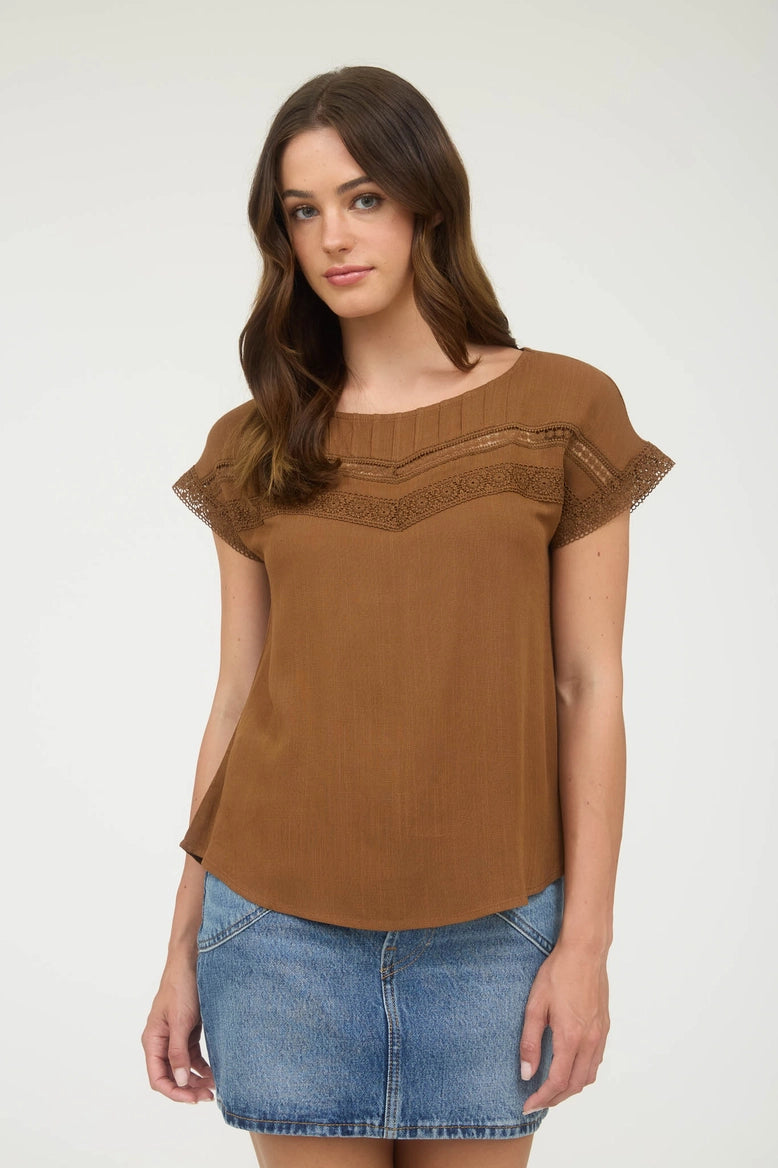 Lace Trim Yoke Top