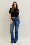 Mid Rise Trouser Bootcut with Welt Pockets and Tummy Control