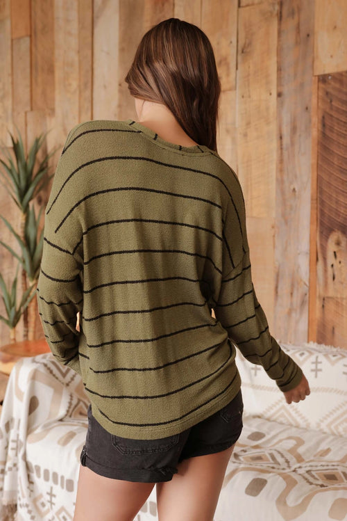 V-Neck Stripe Sweater