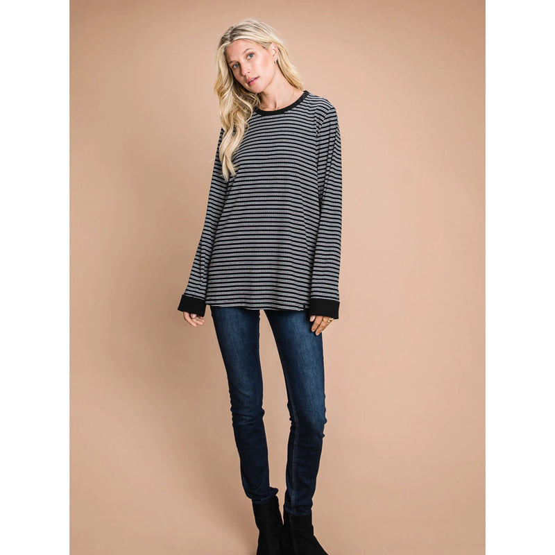 Striped Long Sleeve Casual Top