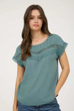 Lace Trim Yoke Top