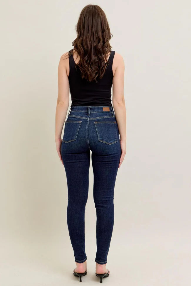 Hi Waist Skinny with Handsanding - Dark