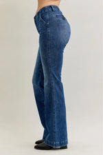 Mid Rise Trouser Bootcut with Welt Pockets and Tummy Control