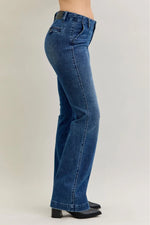 Mid Rise Trouser Bootcut with Welt Pockets and Tummy Control