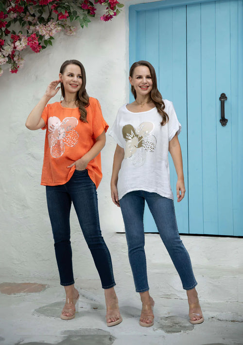 Mirabella Linen Top- Royal Blue