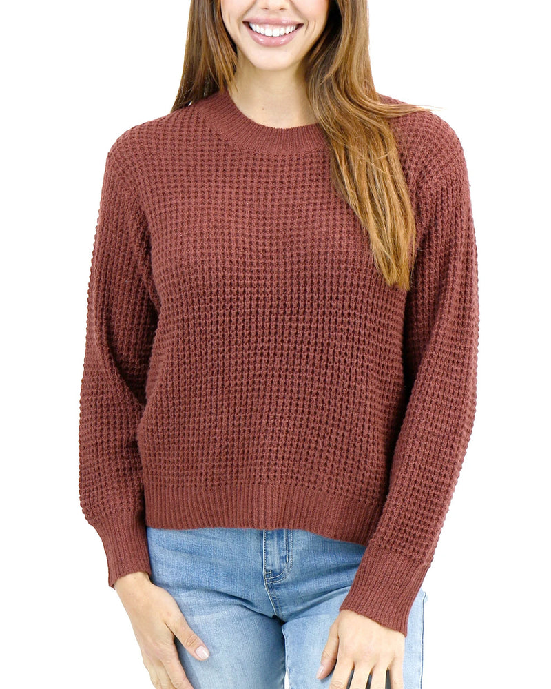 Heathered Waffle Knit Sweater