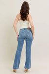 Mid Rise Vintage Wash Boot Cut w/ Destroy Hem