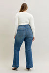 High Waist Petite Tummy Control Double Button Wide Leg