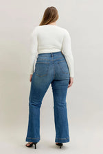 High Waist Petite Tummy Control Double Button Wide Leg
