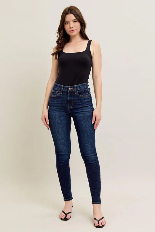 Hi Waist Skinny with Handsanding - Dark