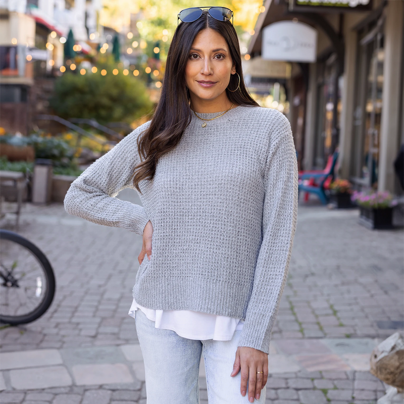 Heathered Waffle Knit Sweater