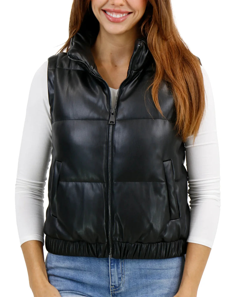 Butter Faux Leather Puffer Vest/Jacket