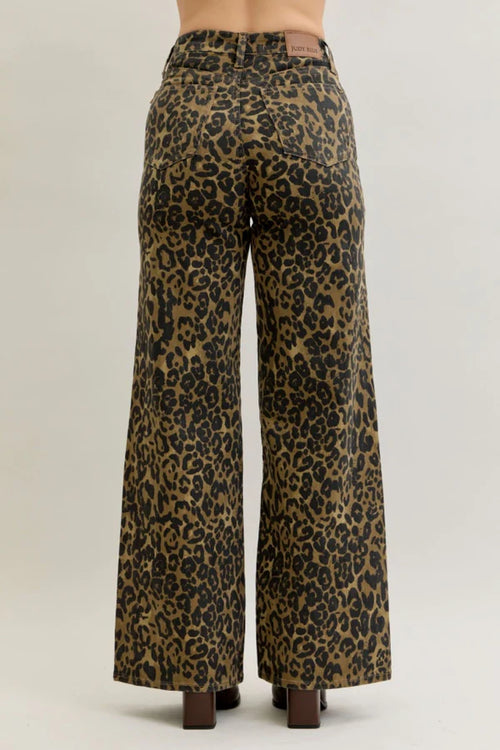 High Waist Retro Wide Leopard Print