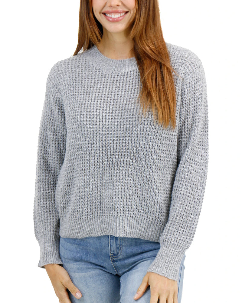 Heathered Waffle Knit Sweater