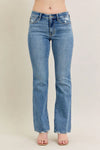 Mid Rise Vintage Wash Boot Cut w/ Destroy Hem