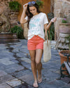 Casual Colored Denim Shorts - Hot Coral