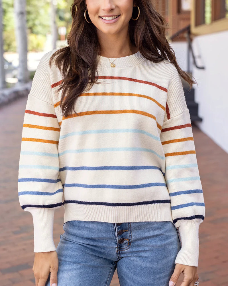 Crew Neck Striped Sweater