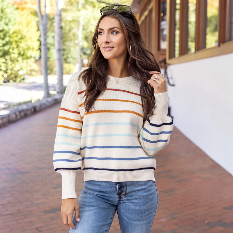 Crew Neck Striped Sweater