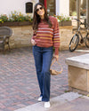 Crew Neck Striped Sweater - Terracotta