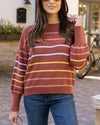 Crew Neck Striped Sweater - Terracotta