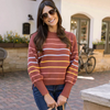 Crew Neck Striped Sweater - Terracotta