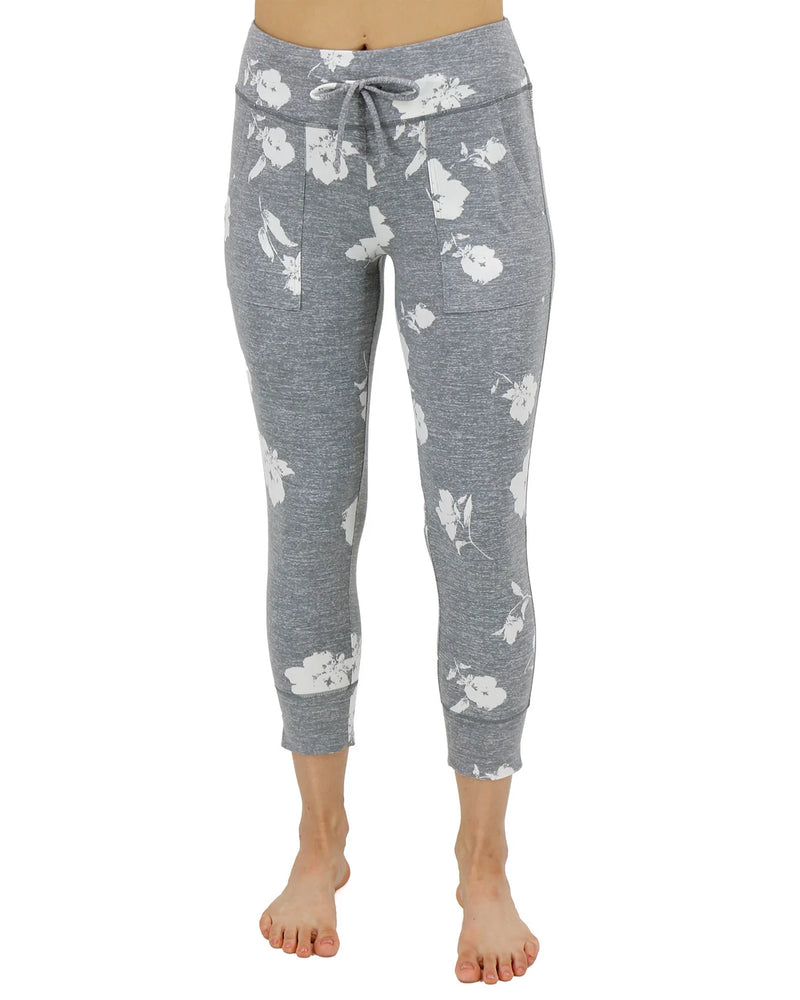 Cropped Summer Weight Live-In Loungers - Grey Floral