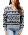 Cloud Intarsia Knit Sweater - Mixed Grey