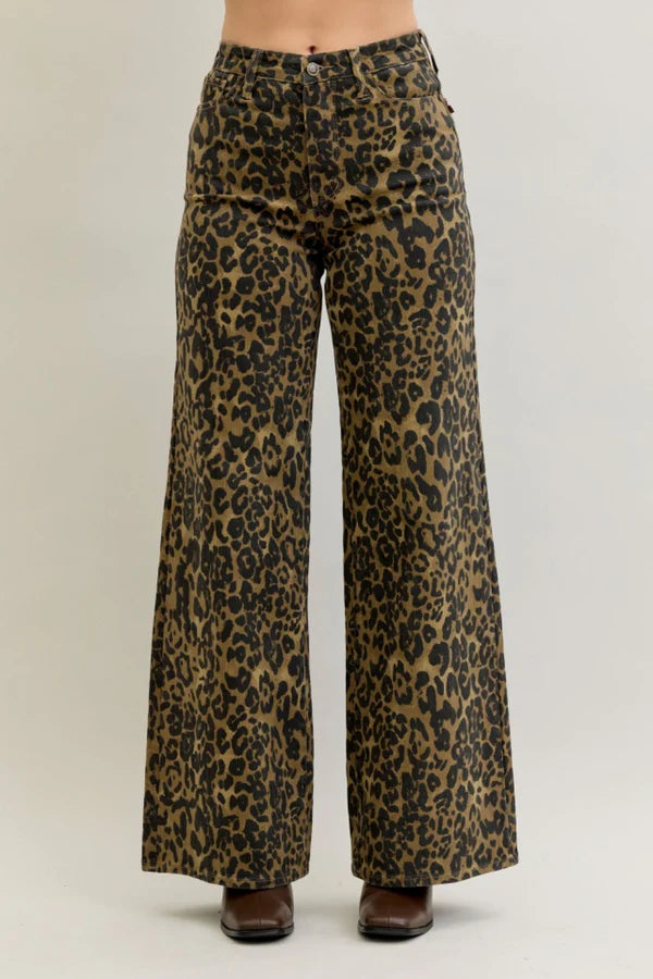 High Waist Retro Wide Leopard Print