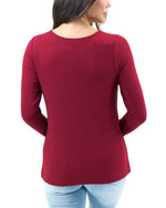 Essential Long Sleeve Henley Tee - Vintage Red