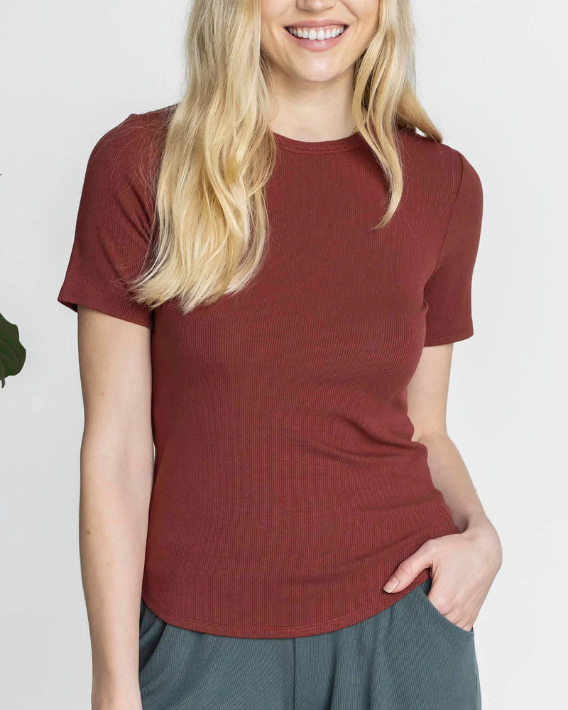 Essentail Ribbed Short Sleeve Fitted Tee