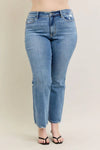 Mid Rise Vintage Wash Boot Cut w/ Destroy Hem