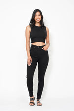 High Waist Tummy Control Shield Pockets Skinny - Black