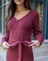 Faux Wrap Sweater Dress