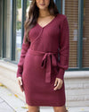 Faux Wrap Sweater Dress