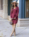 Faux Wrap Sweater Dress